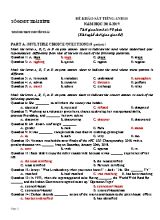 Đề khảo sát môn Tiếng Anh Lớp 10 - Năm học 2018-2019 - Sở giáo dục và đào tạo Thái Bình (Kèm đáp án)